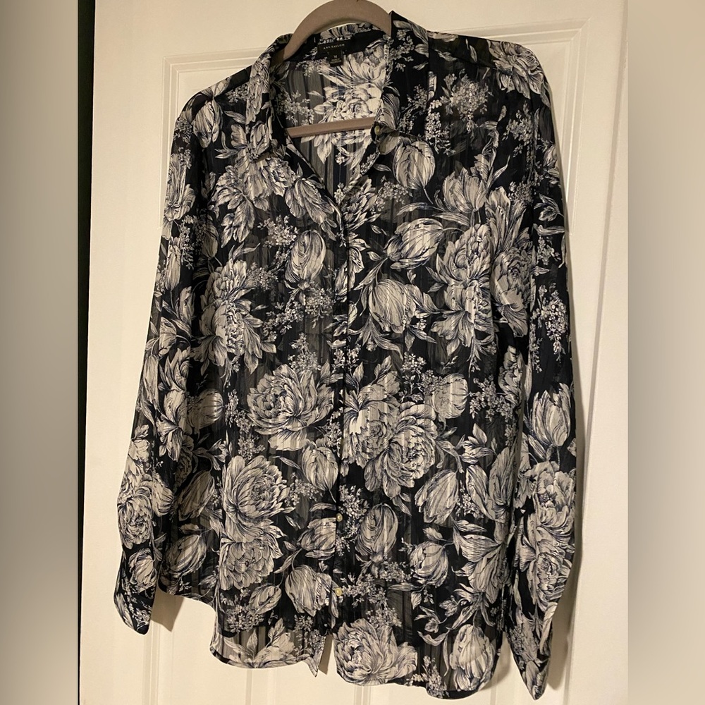 Ann Taylor Floral Blouse Size M